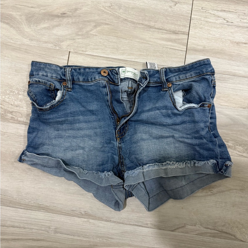 Light wash jean shorts